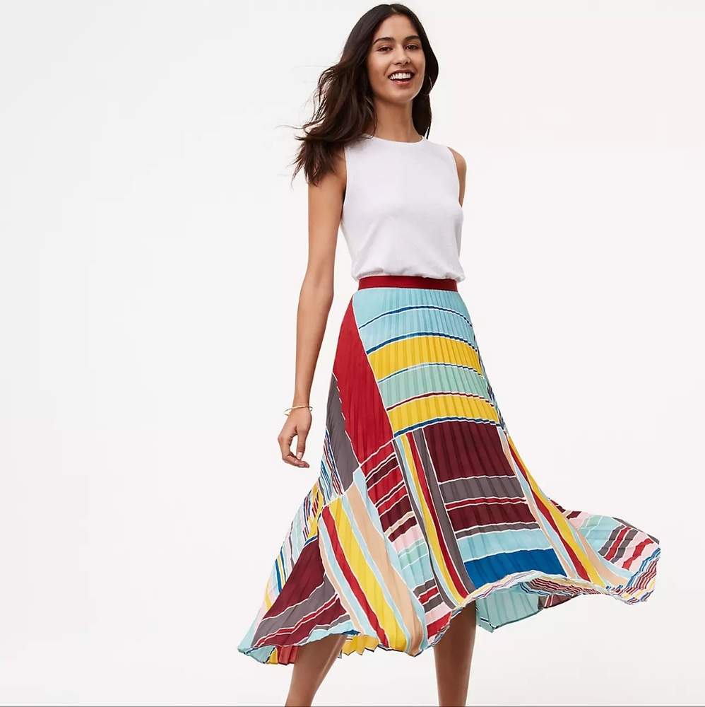 $79.50 Sz 00P | Ann Taylor LOFT Cabana Pleated Maxi Skirt | Beautiful Fun Flirty